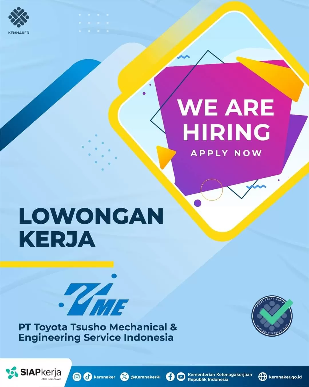 Lowongan Kerja 2024 di PT Toyota Tsusho Mechanical & Engineering Service Indonesia Segera Daftar