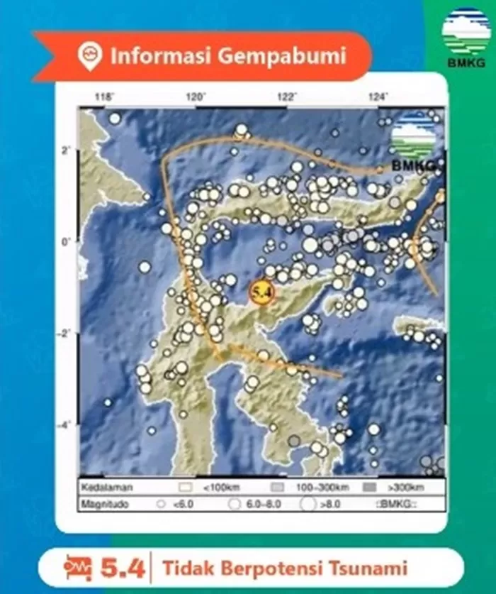 Terbaru! Tojo Una-Una Sulawesi Tengah Diguncang Gempa Kekuatan M 5.4,  Adakah Pontensi Bencana Lainnya?