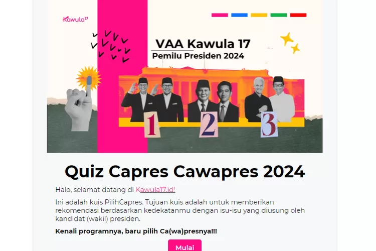 Geger Kuis Kawula17 Soal Pilihan Capres-Cawapres Pemilu 2024, Begini Cara Mainnya!